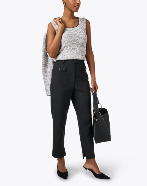 Navy and Grey Organic Cotton Knit Sleeveless Women's Fashion Top