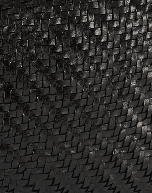 Mid - Sized Black Hand - woven Leather Messenger Bag for Everyday Use