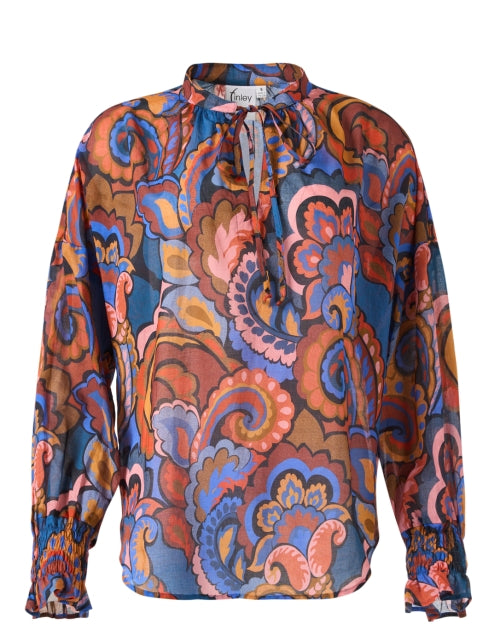 Stylish Morrisey Multi - Paisley Cotton Blouse with Balloon Sleeves