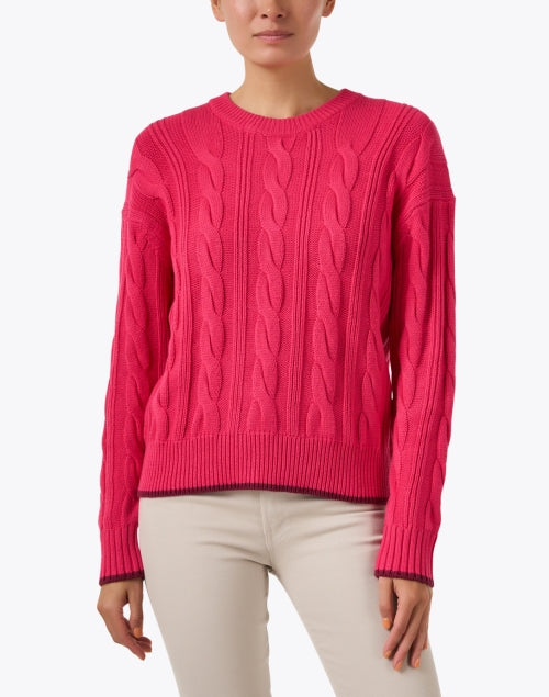 Maxwork Women's Fashionable Pink Cotton-Cashmere Blend Crewneck Sweater