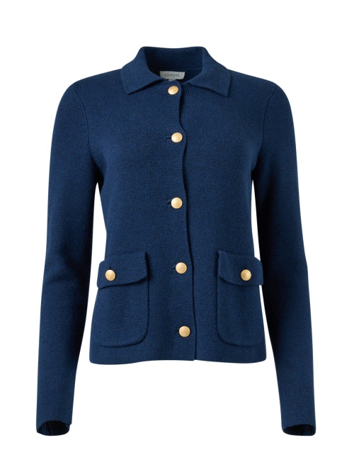 Navy Blue 100% Cotton Knitted Casual Cardigan for Weekday Wear