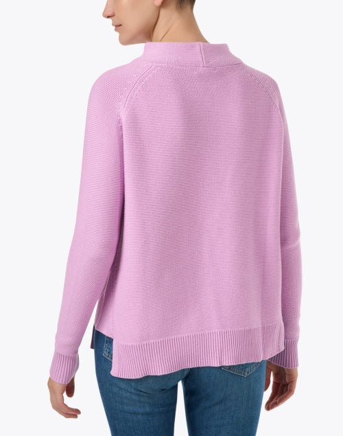 Soft Freesia Pink Cotton Sweater with Garter Stitch Design