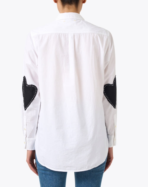 Stylish 100% Cotton Mia White Top with Heart - Shaped Elbow Patches