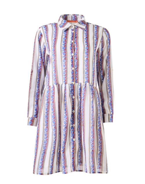 Oliphant's Havli Colorful Multi - Striped Cotton Mini Shirt Dress