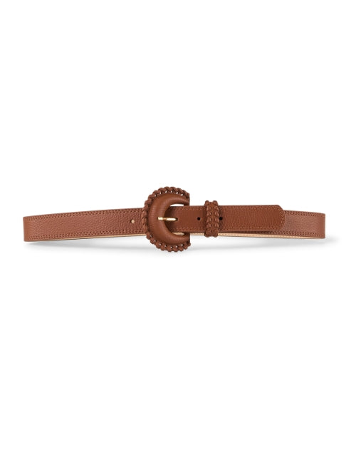 Stylish Brown Leather Belt with Modern Round Buckle by Owen