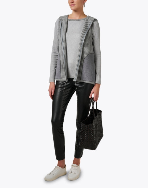 Fabiana Filippi Roccia High - quality Grey Sleeveless Hooded Wool - Silk - Cashmere Sweater