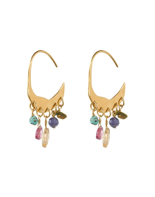 Handmade Petite Crescent Earrings with Multi - Stone Drops