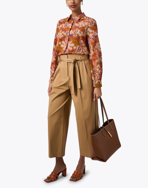 Weekend Max Mara Women's Belfast Silk Blouse with Stunning Orange Print