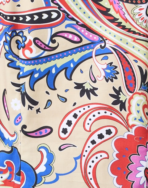 Stylish Diane Tan Paisley Printed Women's Blouse Top