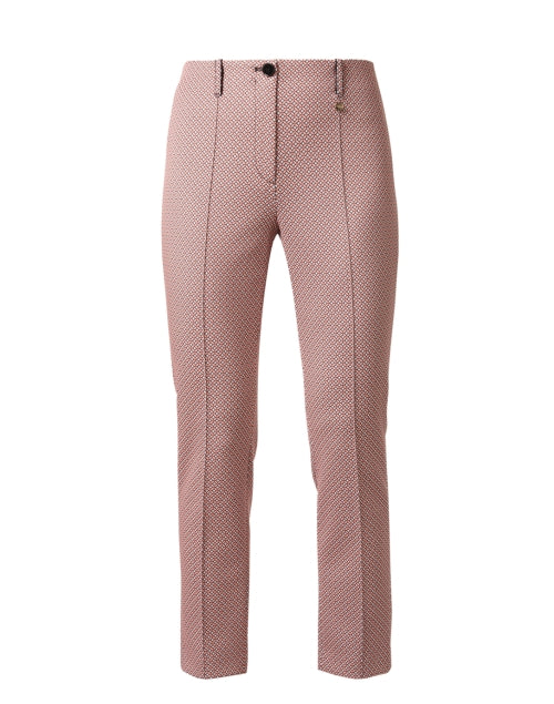 Stretchable Peach-colored Geometric Print Slim-fit Pants for a Fashionable Look