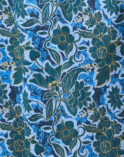 Stylish Arles Blue Floral Printed 100% Cotton Women's Top
