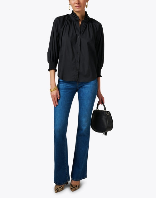 Fiona Women's Black Smooth Poplin Button - Down Shirt
