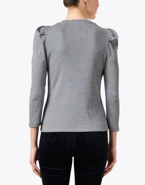 Britney Grey Women's Cotton Fashionable Puff Sleeve Casual Top