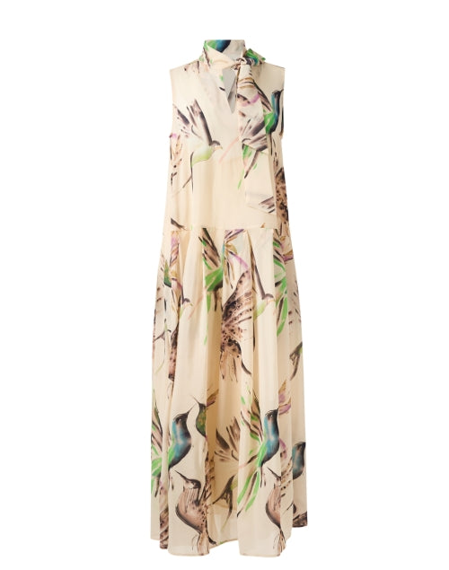 Exquisite Ivory Bird-Printed Women's Dress for All Occasions