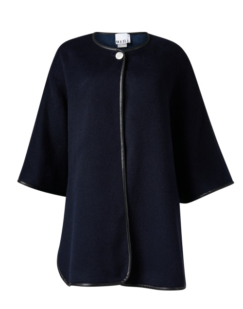 Stylish Navy-Colored Woolen Cape for Winter Fashion