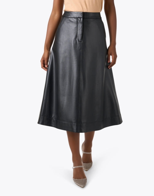 Veronica Beard Women's Faux Leather A-Line Louise Black Midi Skirt