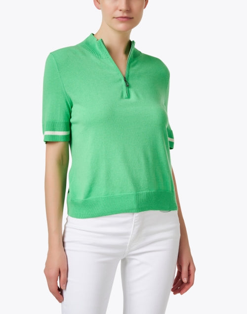 Marc Cain Sports Stylish Green Quarter-Zip Knit Top