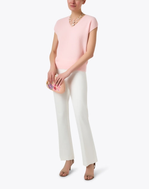 Soft Pink 100% Cashmere Cap Sleeve Sweater for Stylish Layering