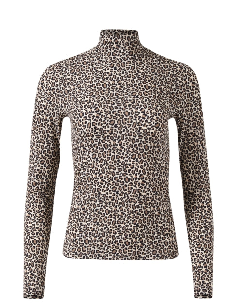 Lee Women's Stylish Leopard Print Slim - Stretch Turtle Neck Top