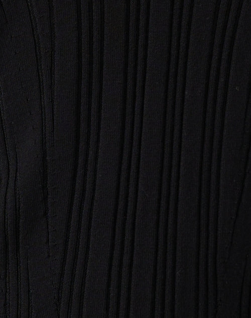 Stylish Black Ribbed Knit Boat - Neck Top by Lafayette 148 New York