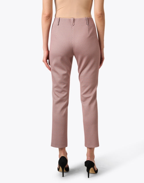 Stretchable Peach-colored Geometric Print Slim-fit Pants for a Fashionable Look