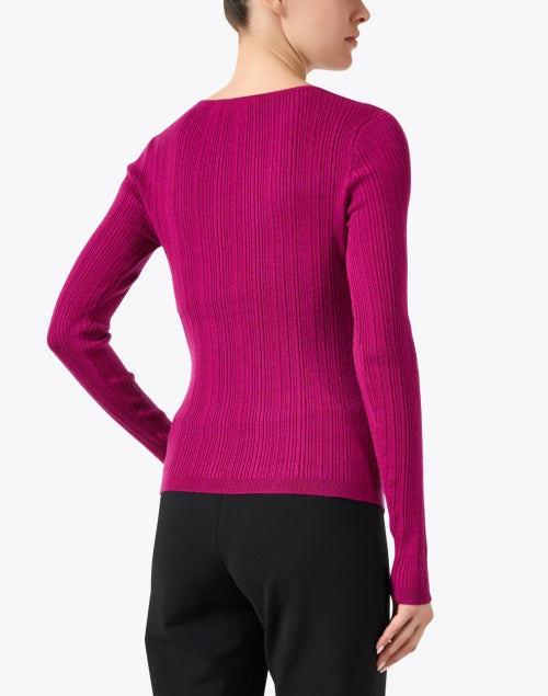 Charlene Magenta Wool Knit Keyhole Neckline Women's Top