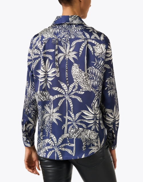 Navy Multi - Print Women's Blouse by Vilagallo Named Mafalda