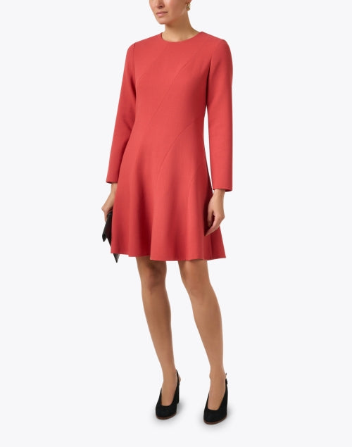 Stylish Brick Red Wool Flare Dress by Lafayette 148 New York