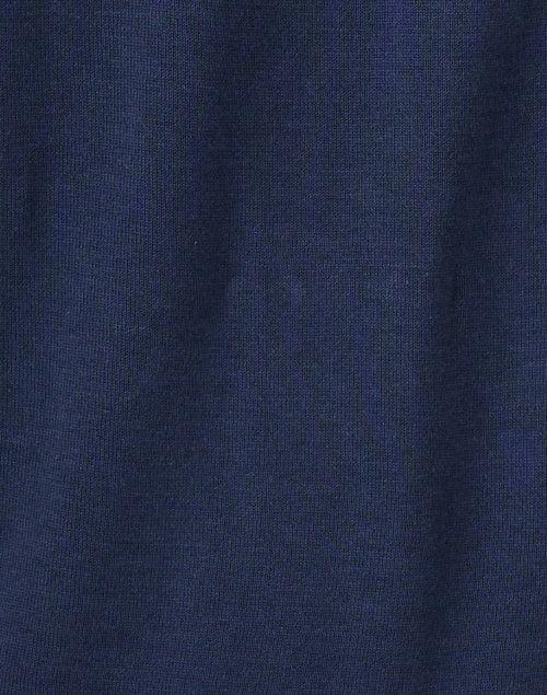 Navy Blue Knit Cotton Blend Short Sleeve Women's Top