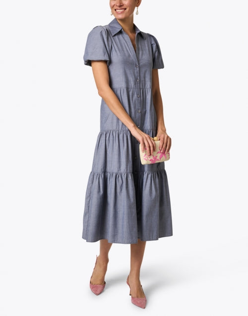 Brochu Walker Havana Beige Slate Grey Effortless Chambray Midi Dress
