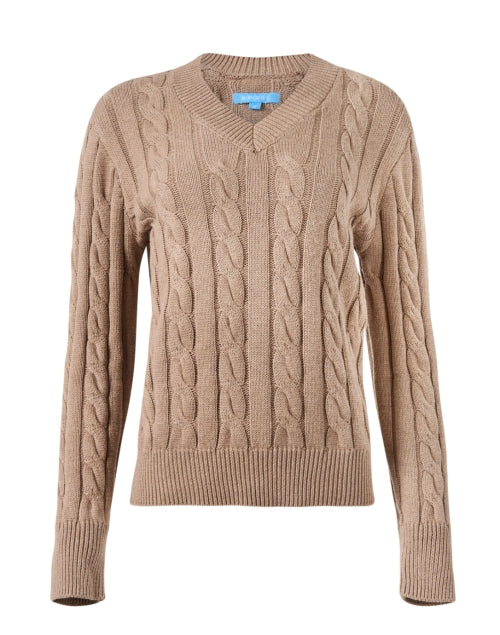 Burgess Monaco Style Beige Cotton Cashmere Blend Women's Sweater for Week - to - Weekend Wear