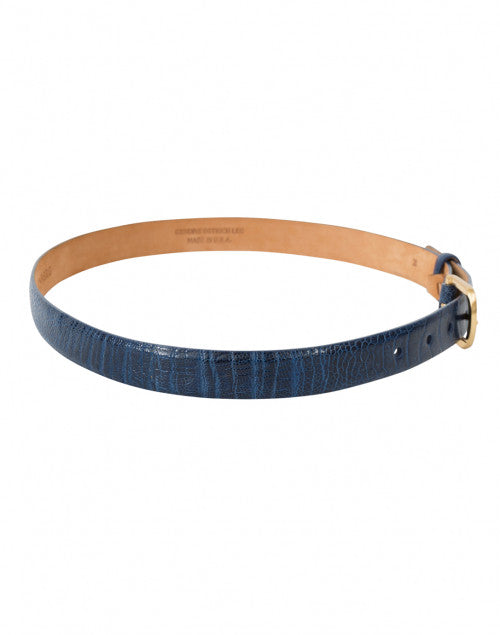 Exquisite Pacific Blue Genuine Ostrich Leather Belt for Stylish Looks