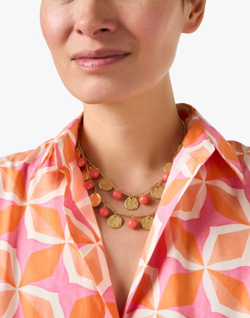 Gorgeous Gold and Coral Drop Necklace for a Stylish Look