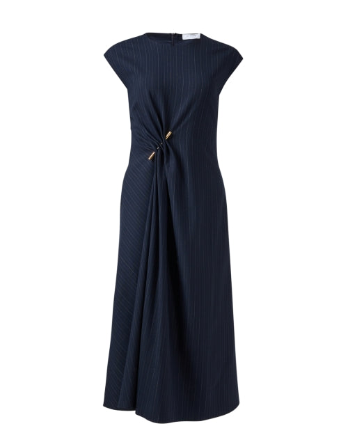 Navy Classic Pinstripe Women's Formal Dress
