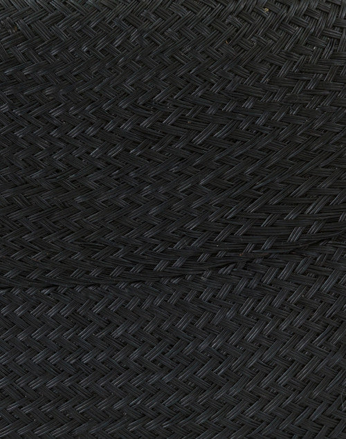Stylish Olive Black Woven Buntal Minaudiere with Sand Camellia Decoration