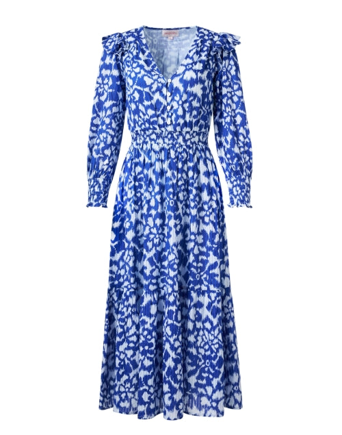 Elegant Pearl - Blue Ikat Print 100% Cotton Women's Dress