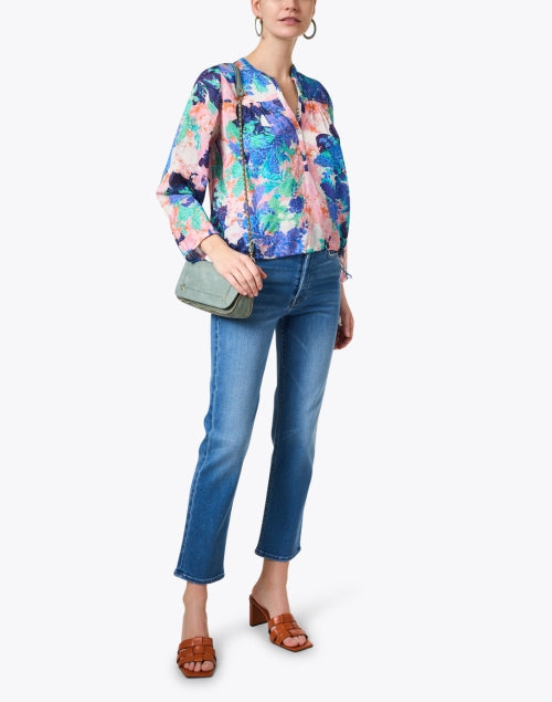 Stylish Valetta Blouse with Dreamy Pink and Blue Print Design