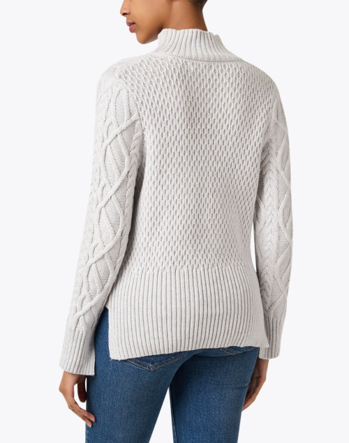Stylish Grey Cable-Knit Mock Neck Sweater for Week to Weekend