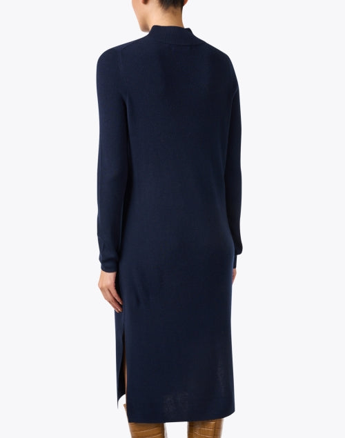 Elegant Deep Navy Wool Blend Shift Dress by Repeat Cashmere