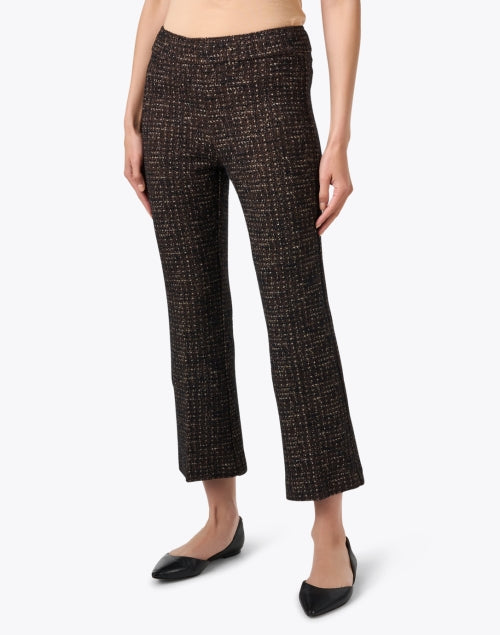 Leo Shimmering Metallic Brown Cropped Flare Style Women's Pants