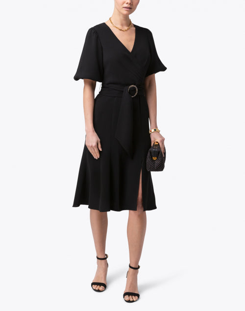 Exquisite Esmeralda Stretch Crepe Black Dress for Spring Occasions