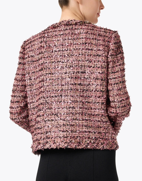 Stylish Napa Pink Multi - Pattern Tweed Cropped Jacket