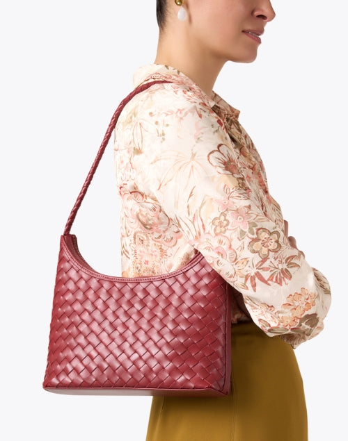 Marni Red Hand - woven Leather Single - strap Shoulder Handbag