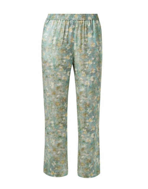 Stylish Green Printed Wide - Leg Women's Trousers