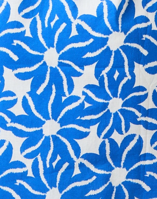 Stylish Blue Floral Patterned Women's Tunic Dress for Warm Weather