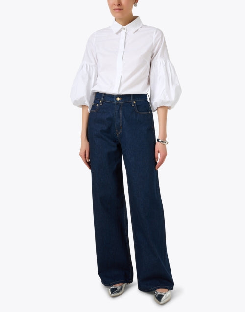 Deep Indigo 100% Cotton Wide Leg Denim Jeans