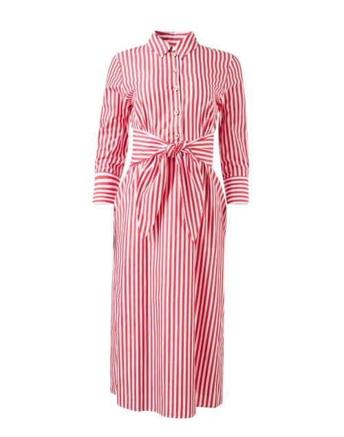 Vilagallo Women's Red Striped Button-Front Midi Camisole Dress