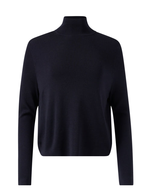 Stylish Navy Virgin Wool Turtleneck Sweater for Elevated Everyday Wear