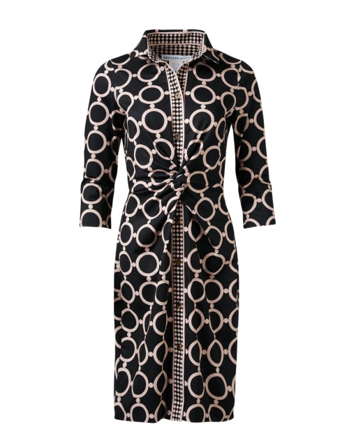 Stylish Black and Brown Print Twisted Women's Dress