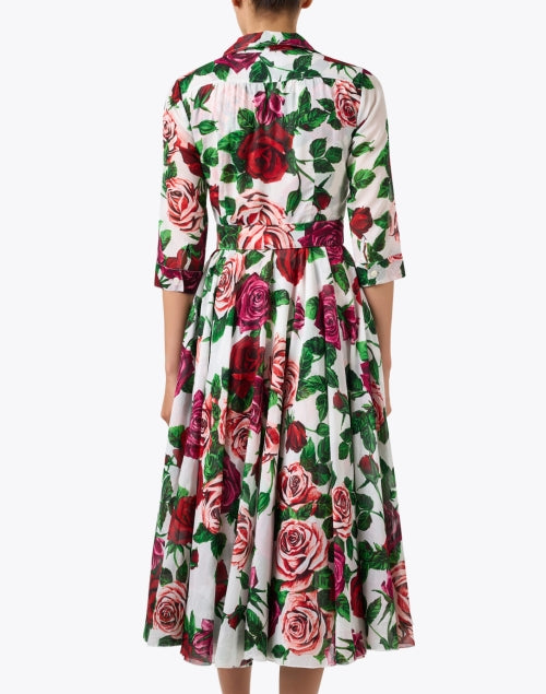 Elegant Aster-Printed White Cotton Shirt Dress for Women